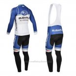 2013 Maillot Cyclisme Subaru Bleu et Blanc Manches Longues et Cuissard
