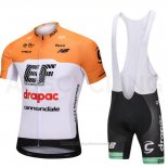 2018 Maillot Cyclisme Cannondale Drapac Blanc et Orange Manches Courtes et Cuissard