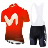 2020 Maillot Cyclisme Movistar Noir Rouge Manches Courtes et Cuissard