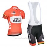 2014 Maillot Cyclisme Lotto Belisol Orange Manches Courtes et Cuissard