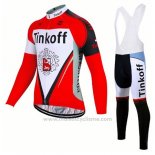 2017 Maillot Cyclisme Tinkoff Rouge Manches Longues et Cuissard