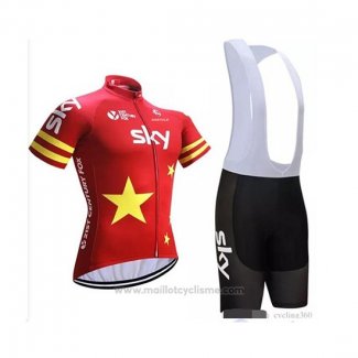 2018 Maillot Cyclisme Chine Rouge Manches Courtes et Cuissard