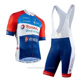 2020 Maillot Cyclisme Direct Energie Rouge Bleu Blanc Manches Courtes et Cuissard