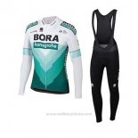 2020 Maillot Cyclisme Bora-hansgrone Vert Blanc Manches Longues et Cuissard
