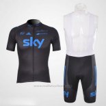 2012 Maillot Cyclisme Sky Noir et Bleu Manches Courtes et Cuissard