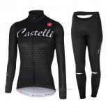 2017 Maillot Cyclisme Femme Castelli Noir Manches Longues et Cuissard