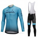 2018 Maillot Cyclisme Astana Bleu Manches Longues et Cuissard