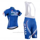 2015 Maillot Cyclisme Castelli Italie Bleu Manches Courtes et Cuissard