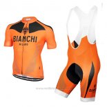 2017 Maillot Cyclisme Bianchi Orange Manches Courtes et Cuissard