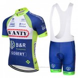 2018 Maillot Cyclisme Wanty Bleu et Blanc Manches Courtes Cuissard
