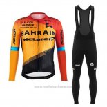2020 Maillot Cyclisme Bahrain Mclaren Orange Noir Manches Longues et Cuissard