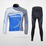 2011 Maillot Cyclisme Shimano Bleu et Gris Manches Longues et Cuissard