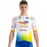 2022 Maillot Cyclisme Direct Energie Blanc Jaune Bleu Manches Courtes et Cuissard