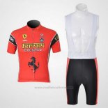 2010 Maillot Cyclisme Ferrari Noir et Rouge Manches Courtes et Cuissard