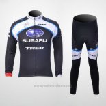 2011 Maillot Cyclisme Subaru Blanc et Noir Manches Longues et Cuissard