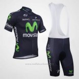 2013 Maillot Cyclisme Movistar Noir Manches Courtes et Cuissard