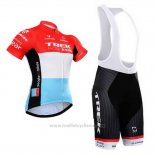 2015 Maillot Cyclisme Trek Factory Racing Factory Racing Blanc Rouge Manches Courtes et Cuissard