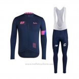 2020 Maillot Cyclisme EF Education First-Drapac Fonce Bleu Manches Longues et Cuissard