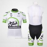 2012 Maillot Cyclisme 1t4i Blanc et Vert Manches Courtes et Cuissard