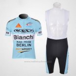 2010 Maillot Cyclisme Bianchi Bleu Clair Manches Courtes et Cuissard