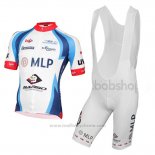 2015 Maillot Cyclisme MLP Team Bergstrasse Blanc et Bleu Manches Courtes et Cuissard