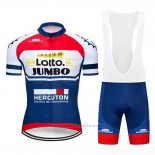 2019 Maillot Cyclisme Lotto NL-Jumbo Bleu Blanc Rouge Manches Courtes et Cuissard