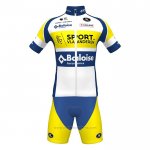 2022 Maillot Cyclisme Sport Vlaanderen-baloise Bleu Jaune Manches Longues et Cuissard
