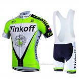 2017 Maillot Cyclisme Tinkoff Vert Manches Courtes et Cuissard