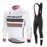 2018 Maillot Cyclisme Specialized Blanc Manches Longues et Cuissard