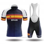 2020 Maillot Cyclisme Champion Espagne Bleu Jaune Manches Courtes et Cuissard