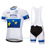 2018 Maillot Cyclisme Vital Concept Blanc Bleu Manches Courtes Cuissard