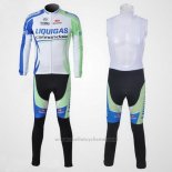 2011 Maillot Cyclisme Liquigas Cannondale Blanc et Vert Manches Longues et Cuissard