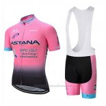 2018 Maillot Cyclisme Astana Lumiere Rose Manches Courtes et Cuissard