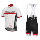 2018 Maillot Cyclisme Specialized Blanc Rouge Manches Courtes et Cuissard