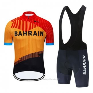 2020 Maillot Cyclisme Bahrain Orange Noir Manches Courtes et Cuissard