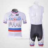 2010 Maillot Cyclisme Katusha Blanc Manches Courtes et Cuissard
