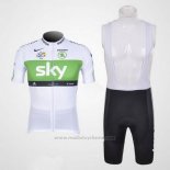 2012 Maillot Cyclisme Sky Lider Blanc et Vert Manches Courtes et Cuissard