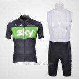 2012 Maillot Cyclisme Sky Noir et Vert Manches Courtes et Cuissard