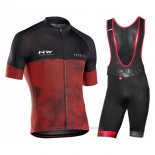 2018 Maillot Cyclisme Northwave Noir Rouge Manches Courtes Cuissard