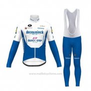 2020 Maillot Cyclisme Deceuninck Quick Step Blanc Azul Manches Longues et Cuissard