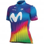 2020 Maillot Cyclisme Femme Movistar Multicolore Manches Courtes et Cuissard